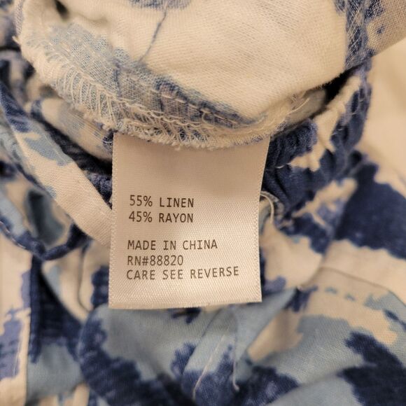 Christian Siriano Ikat Cargo Drawstring Cargo Jogger Pants Blue & White Cotton M - Picture 6 of 8